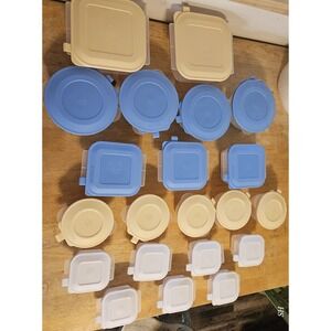 Vintage Anchor Hocking Pop Top Storable Container Lot Blue Lids Multiple...
